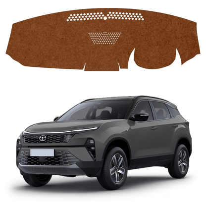 Tata Harrier 2018 To 2026 Car Dashboard Cover Mat (Brown)