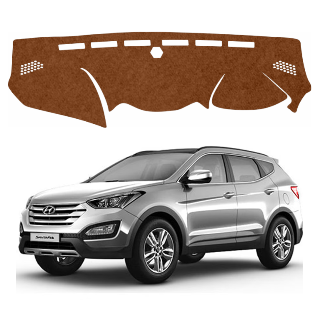 Hyundai Santa Fe 2013 To 2018 Car Dashboard Mat (Brown)
