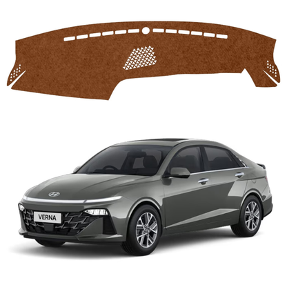 Hyundai Verna 2023 To 2026 Car Dashboard Mat (Brown)