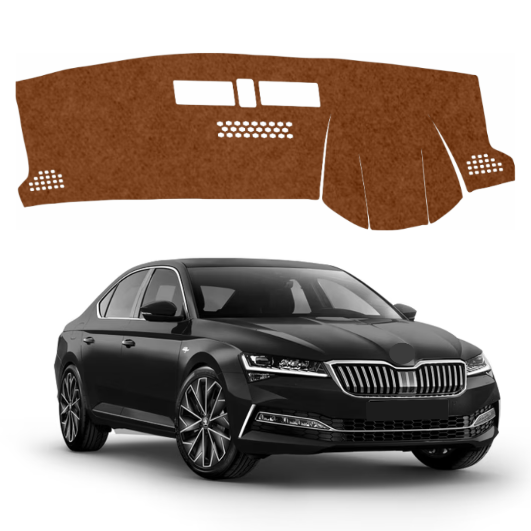 Skoda Superb 2016 To 2023 Car Dashboard Mat (Brown)