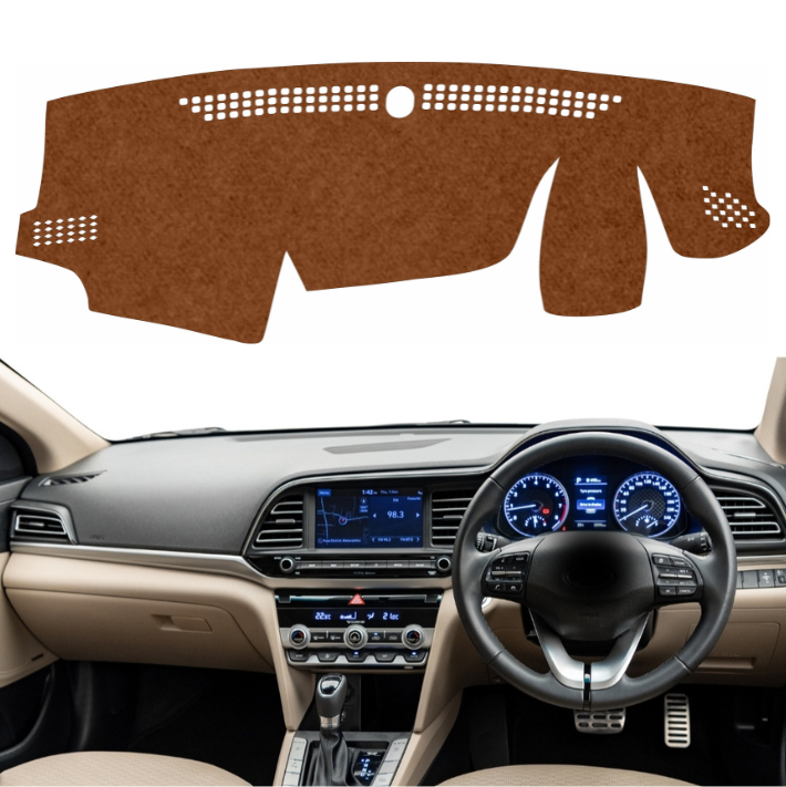 Hyundai Elantra 2016 To 2020 Car Dashboard Mat (Brown)