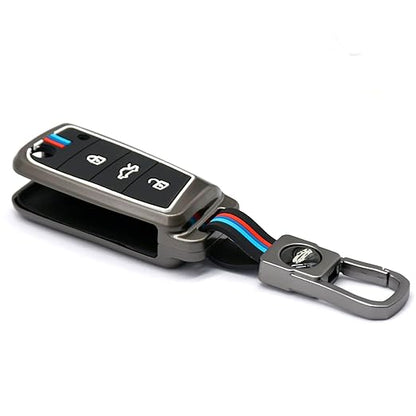 Premium Metal Key Cover Compatible with T-ROC, Tiguan, New Jetta Taigun Flip Key