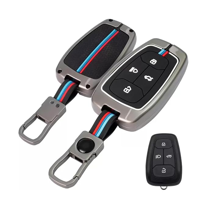 Premium Key Cover for Tata Nexon | Curvv | Altroz | Harrier | Punch | EV | Safari and Facelift 4 Button Smart Key, All Tata Cars Key Cover