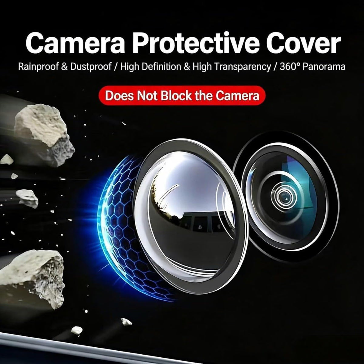 Car Camera Lens Protector 360° All-Round Protection, Anti-Scratch & Waterproof, Compatible with Most Vehicle Cameras (Pack of 2Pcs)