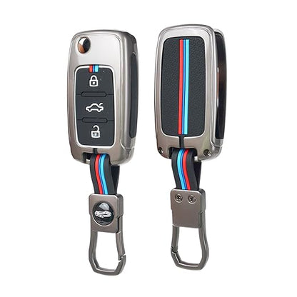 Premium Metal Alloy Key Cover for Skoda and Volkswagen - Polo Vento Jetta Ameo Passat and Skoda Rapid Laura Superb Octavia Fabia Yeti 3 Button Flip Key