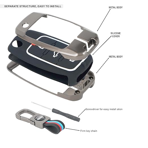 Premium Metal Alloy Key Cover for Skoda and Volkswagen - Polo Vento Jetta Ameo Passat and Skoda Rapid Laura Superb Octavia Fabia Yeti 3 Button Flip Key
