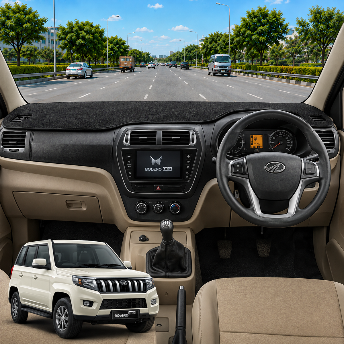 Mahindra TUV300 2015 To 2020 Car Dashboard Cover Mat (Grey)