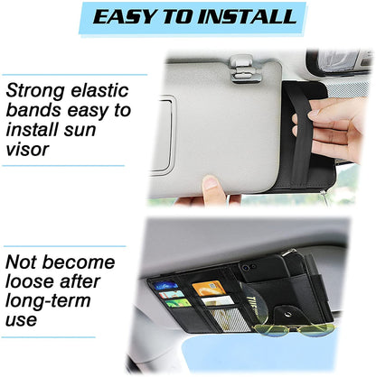 Car Visor Organizer Sun Visor Organizer for Car Pens, Sunglasses and Document Pockets (Black) zeetas