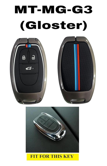 Premium Metal Key Cover Compatible with MG Gloster 3 Button Smart Key/Proximity Key