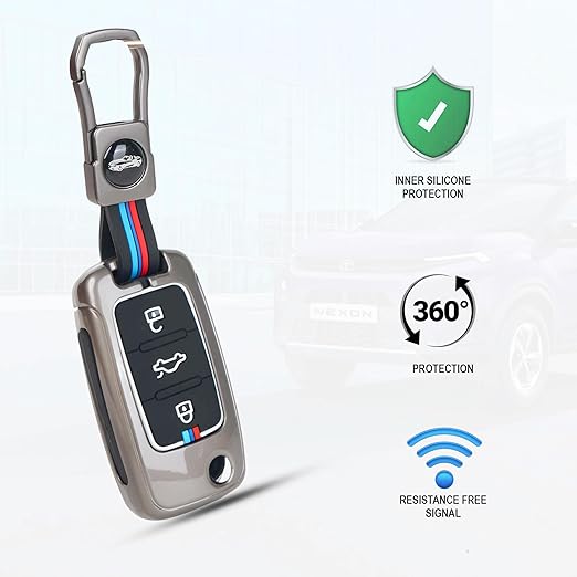 Premium Metal Alloy Key Cover for Skoda and Volkswagen - Polo Vento Jetta Ameo Passat and Skoda Rapid Laura Superb Octavia Fabia Yeti 3 Button Flip Key