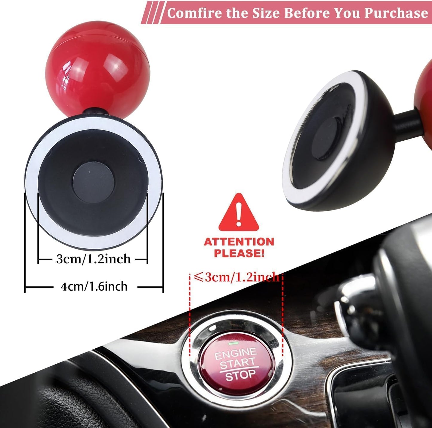 VINRIDE Car Push Start Stop Button Metal Joystick for Push Start Stop Button All Cars