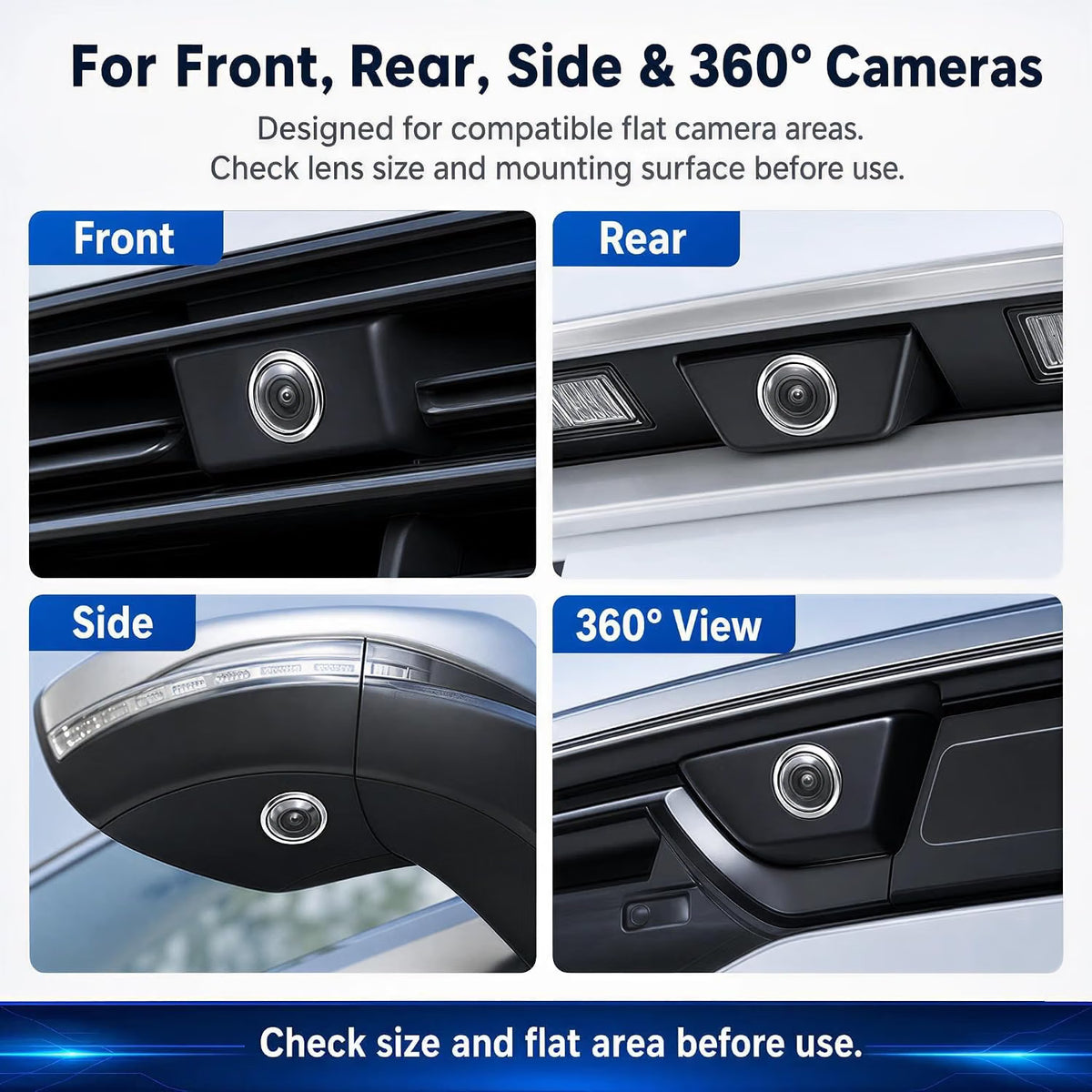 Car Camera Lens Protector 360° All-Round Protection, Anti-Scratch & Waterproof, Compatible with Most Vehicle Cameras (Pack of 2Pcs)