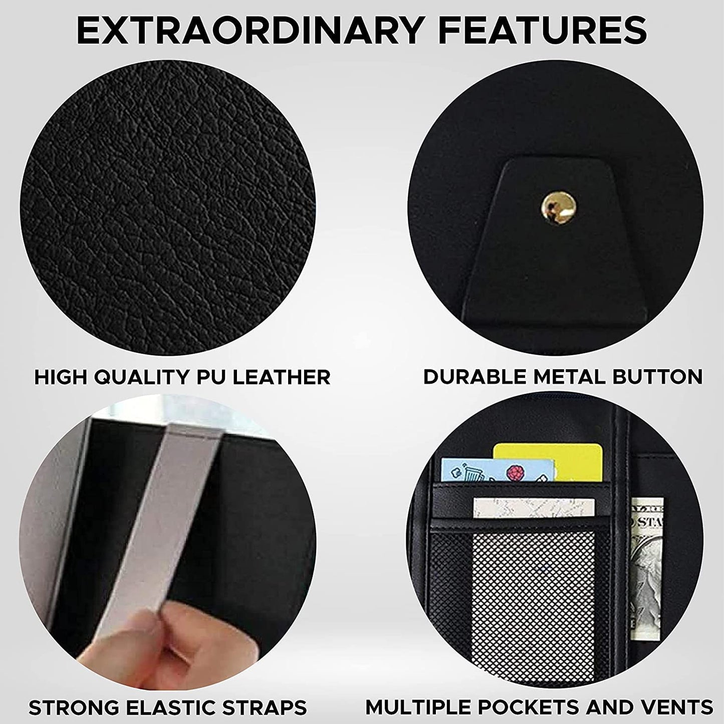 Car Visor Organizer Sun Visor Organizer for Car Pens, Sunglasses and Document Pockets (Black) zeetas