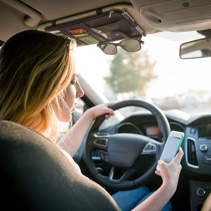 Car Visor Organizer Sun Visor Organizer for Car Pens, Sunglasses and Document Pockets (Black) zeetas
