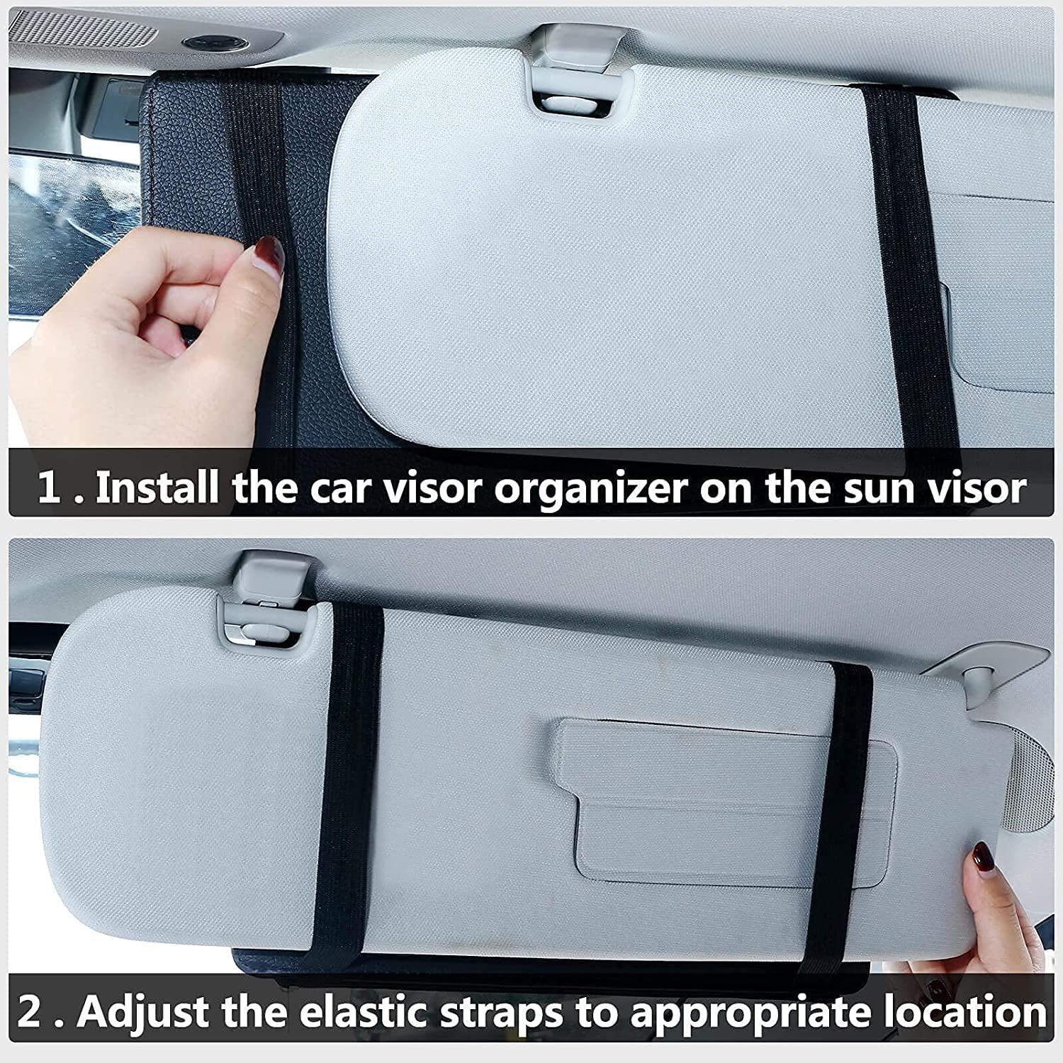 Car Visor Organizer Sun Visor Organizer for Car Pens, Sunglasses and Document Pockets (Black) zeetas