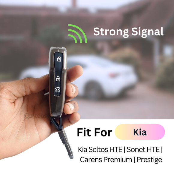 Premium Metal Silicon Car Key Cover Compatible With Kia Kia Seltos HTE, Sonet HTE, Carens Premium, Prestige 3 Button Flip Key