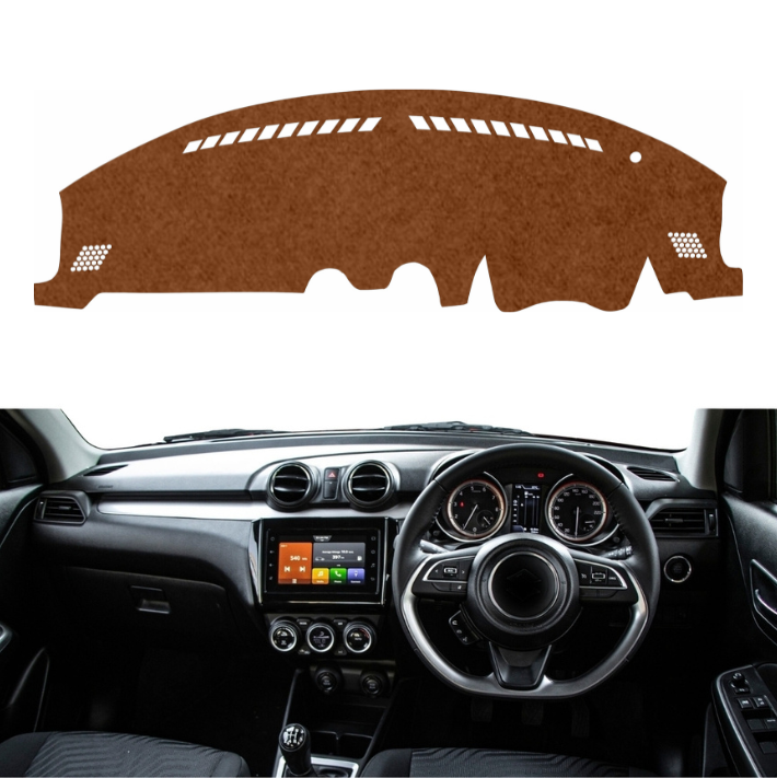 Maruti Suzuki Swift 2017 To 2024 Car Dashboard Mat (Brown)