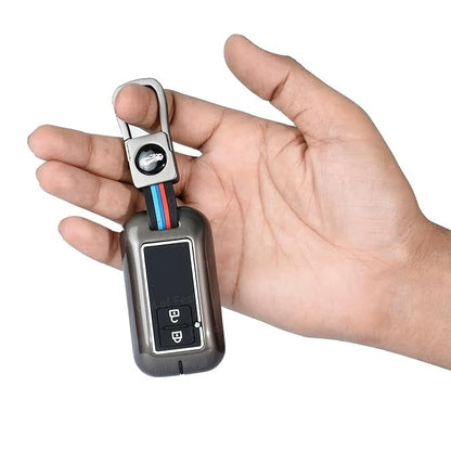 Premium Metal Key Cover for Suzuki Swift, Dzire, Ertiga, Grand Vitara, Celerio, Brezza, Fronx, Jimny, Ignis, Urban Cruiser, Rumion, Hyryder, E-Vitara 2 Button Smart Key with Keychain