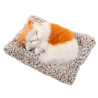 Sleeping Cute Cat for Car Dashboard Creative and Activated Carbon Simulation cat Golden and White - zeetas