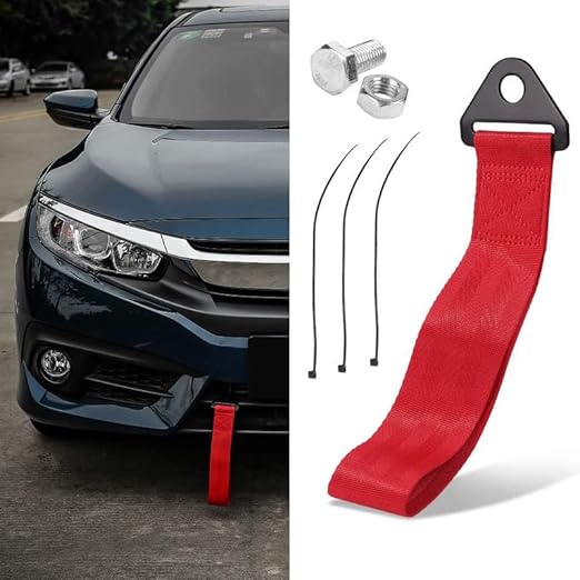 VINRIDE Racing Tow Belt & Strap TRD Racing Premium RED Universal for All Cars Front & Rear Tow Strap/Tow Hook Towing Belt.