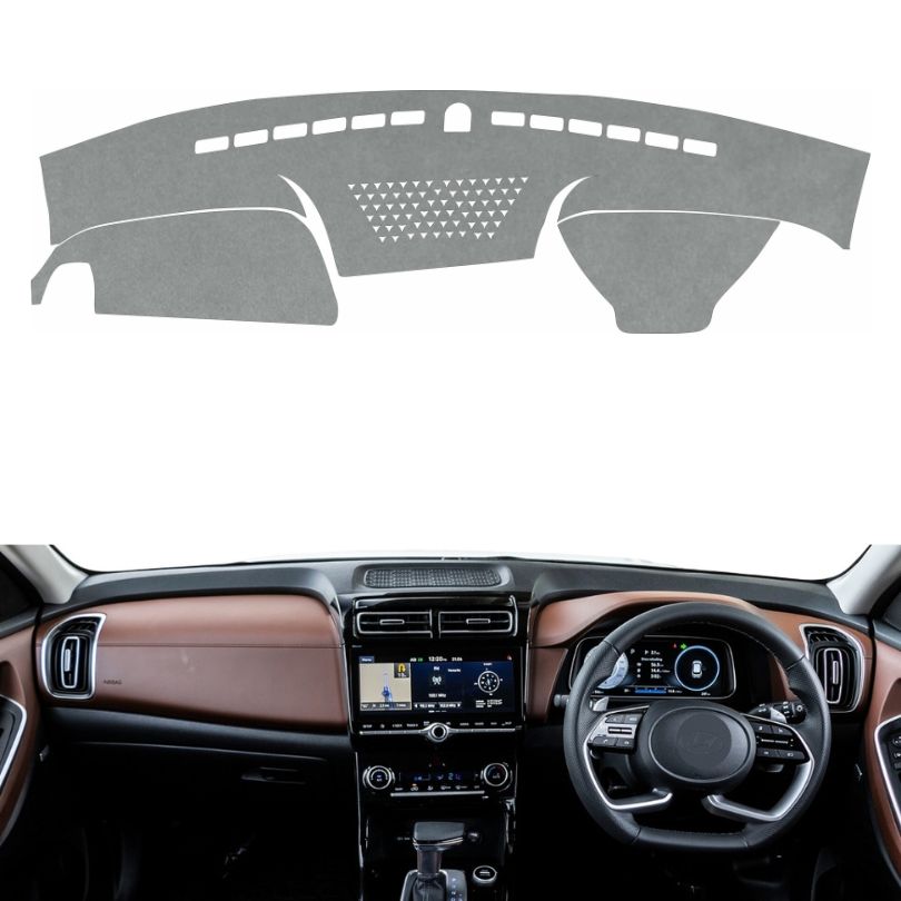 Hyundai Alcazar 2021 To 2024 Car Dashboard Cover Mat (Grey)